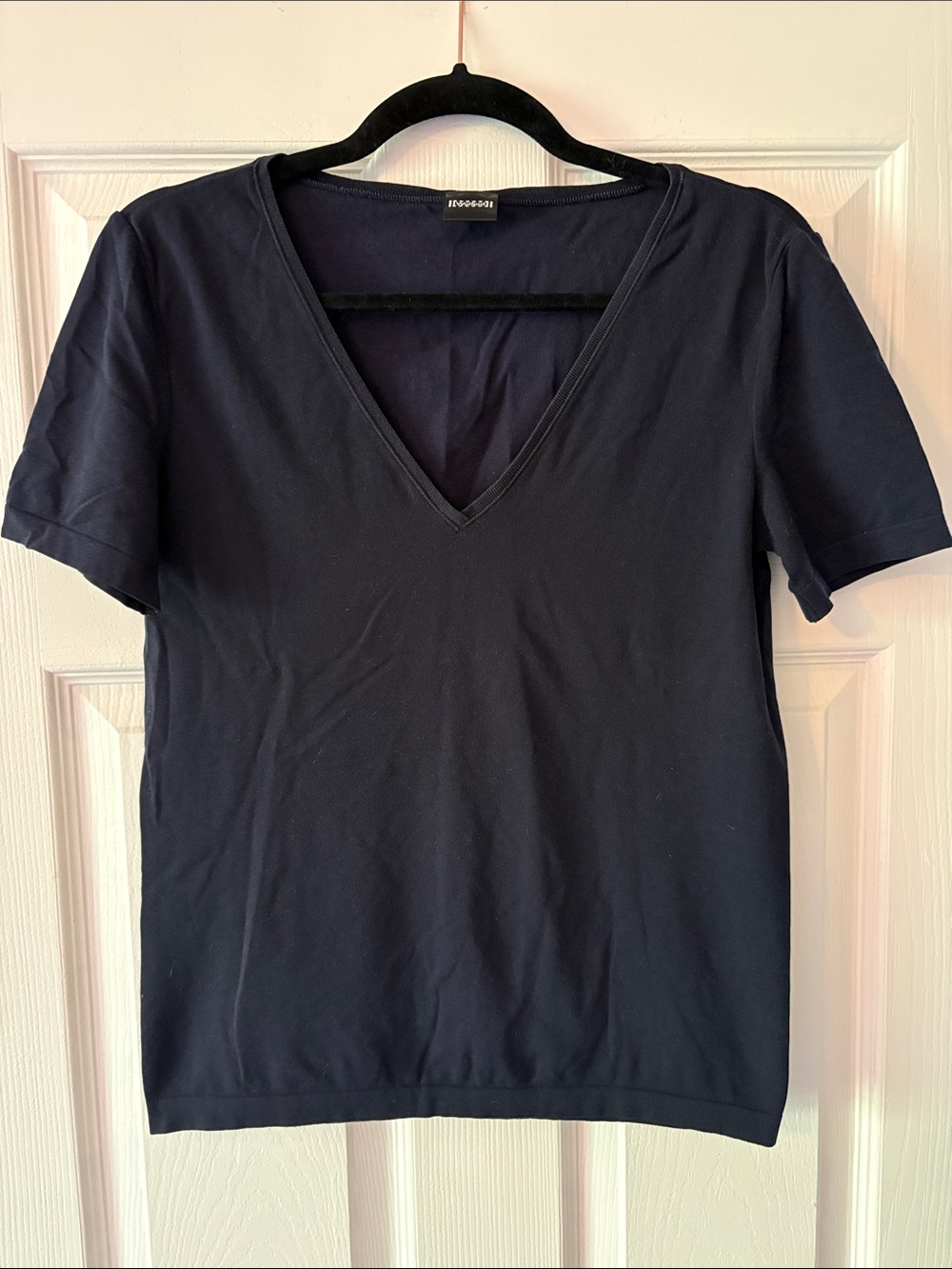V-Neck Short Sleeve Top - Navy